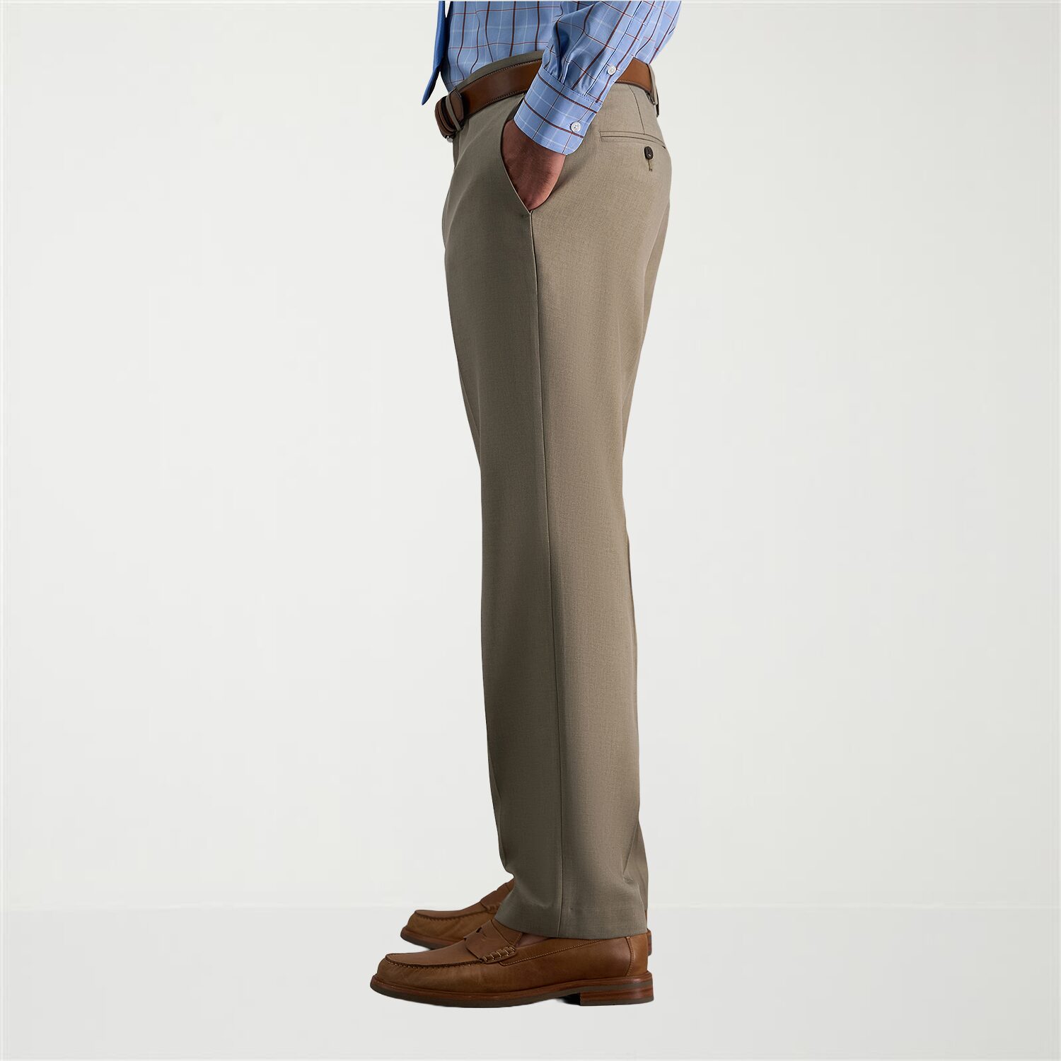 Haggar Premium Comfort Melange Broken Twill Mens Straight Fit Dress Flat Front Pant