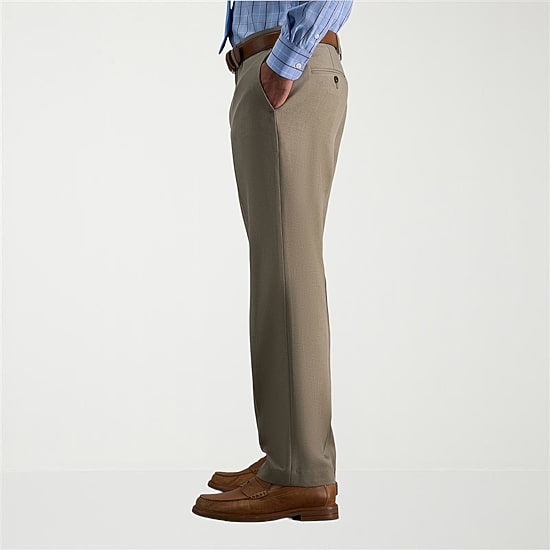 Haggar Premium Comfort Melange Broken Twill Mens Straight Fit Dress Flat Front Pant