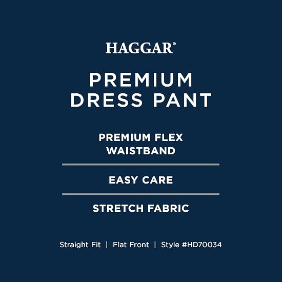 Haggar Premium Comfort Melange Broken Twill Mens Straight Fit Dress Flat Front Pant
