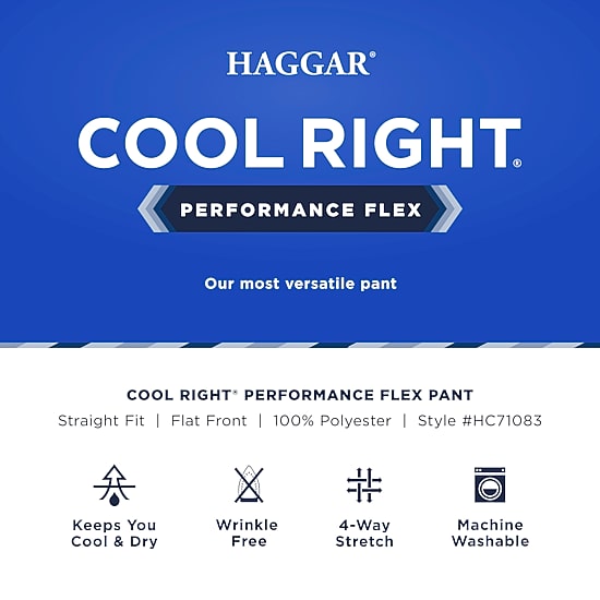 Haggar Cool Right Performance Flex Mens Straight Fit Flat Front Pant