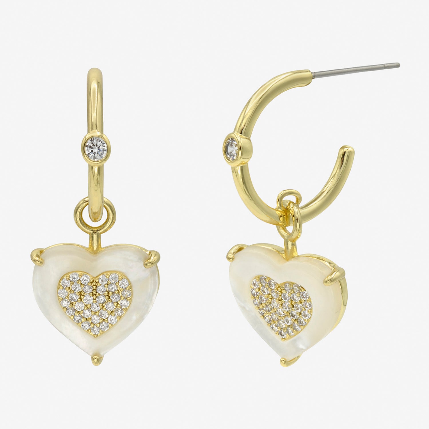 Sparkle Allure Womens White Mother Of Pearl 14K Gold Over Brass Heart Drop Earrings