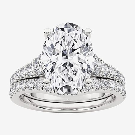 Womens 4 CT. T.W. Natural White Diamond 10K Gold Oval Halo