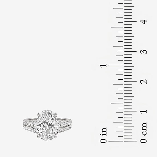 Grown Gorgeous (F, Vs2) Womens 3 5/8 Ct. T.W. Lab Grown White Diamond 14K Gold or Platinum Oval Side Stone Bridal Set