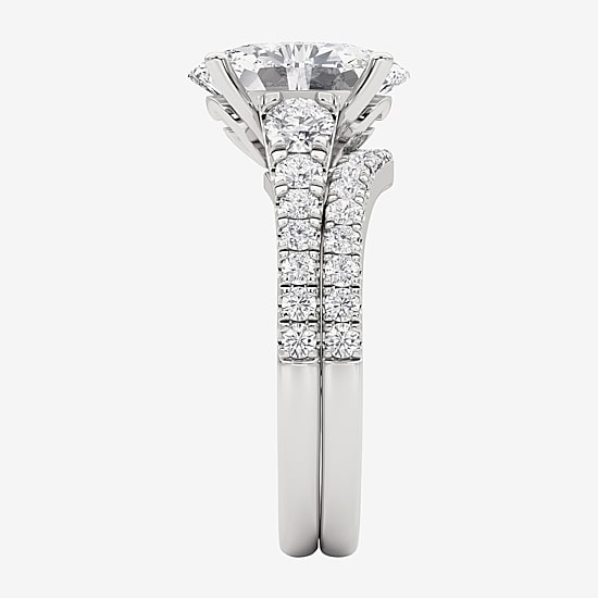 Grown Gorgeous (F, Vs2) Womens 3 5/8 Ct. T.W. Lab Grown White Diamond 14K Gold or Platinum Oval Side Stone Bridal Set