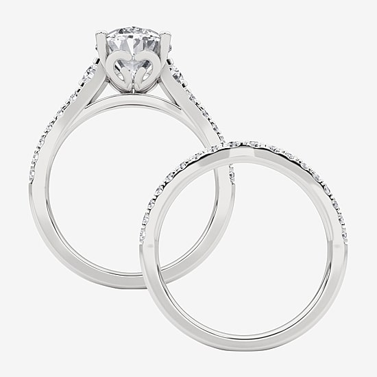Grown Gorgeous (F, Vs2) Womens 3 5/8 Ct. T.W. Lab Grown White Diamond 14K Gold or Platinum Oval Side Stone Bridal Set