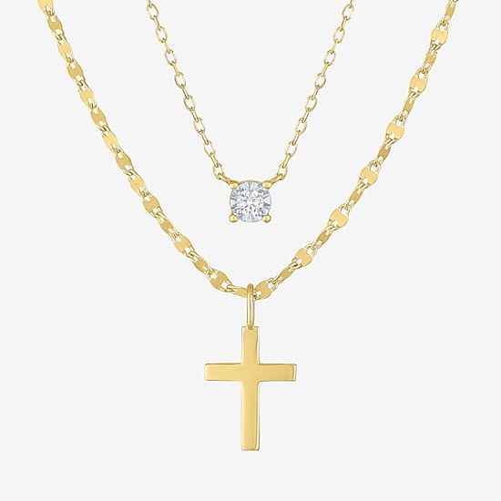 Yes, Please! Cross Womens Diamond Accent Lab Grown White Diamond Accent Cross 2-pc. Pendant Necklace Set