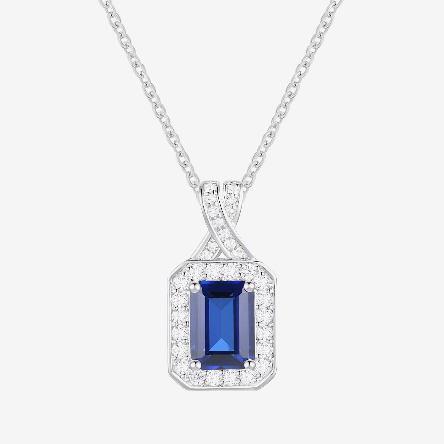 Yes Please! Womens Lab Created Blue Sapphire Sterling Silver 18 Inch Pendant Necklace