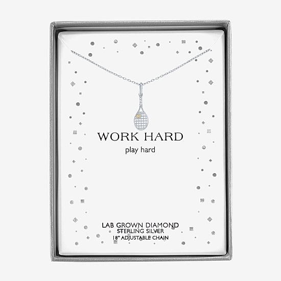Diamond Accent (G-H Womens Diamond Accent Lab Grown White Diamond Accent Sterling Silver 16 Inch Pendant Necklace