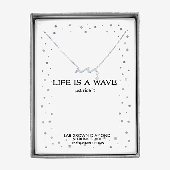 Diamond Accent (G-H Womens Diamond Accent Lab Grown White Diamond Accent Sterling Silver 16 Inch Pendant Necklace