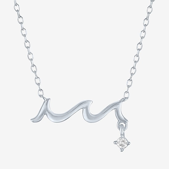 Diamond Accent (G-H Womens Diamond Accent Lab Grown White Diamond Accent Sterling Silver 16 Inch Pendant Necklace