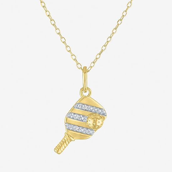Diamond Accent (G-H Womens Diamond Accent Lab Grown White Diamond Accent 14K Gold Over Silver 16 Inch Pendant Necklace