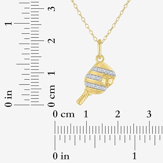 Diamond Accent (G-H Womens Diamond Accent Lab Grown White Diamond Accent 14K Gold Over Silver 16 Inch Pendant Necklace