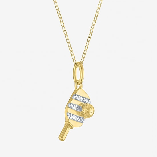 Diamond Accent (G-H Womens Diamond Accent Lab Grown White Diamond Accent 14K Gold Over Silver 16 Inch Pendant Necklace