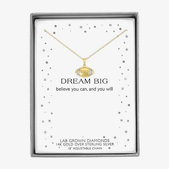 Diamond Accent (G-H Womens Diamond Accent Lab Grown White Diamond Accent 14K Gold Over Silver 16 Inch Pendant Necklace