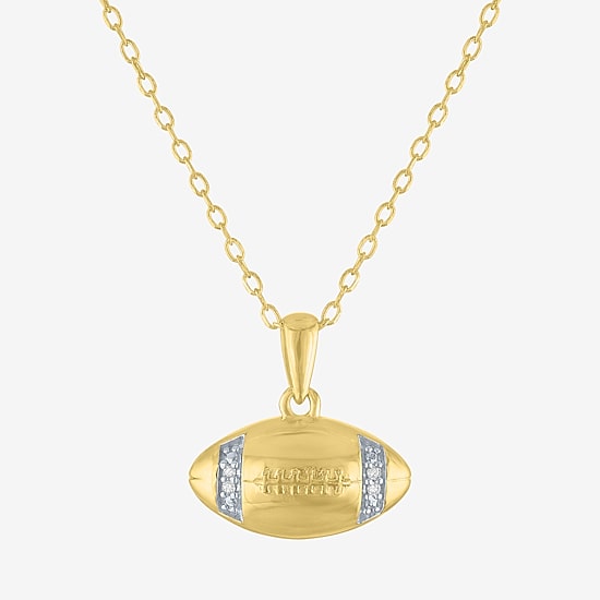 Diamond Accent (G-H Womens Diamond Accent Lab Grown White Diamond Accent 14K Gold Over Silver 16 Inch Pendant Necklace