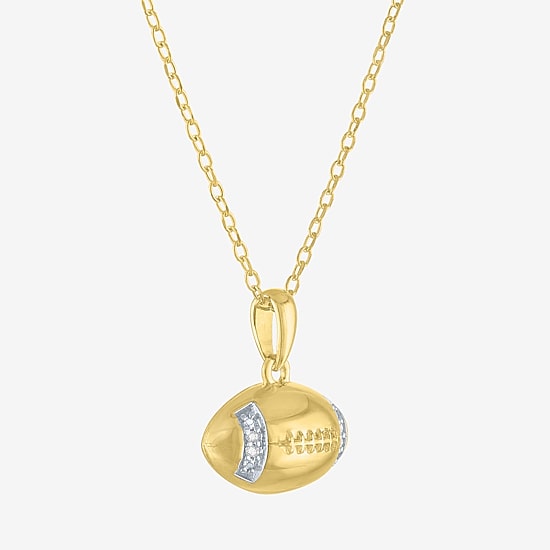Diamond Accent (G-H Womens Diamond Accent Lab Grown White Diamond Accent 14K Gold Over Silver 16 Inch Pendant Necklace