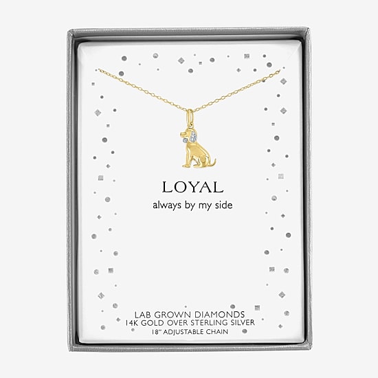 Diamond Accent (G-H Womens Diamond Accent Lab Grown White Diamond Accent 14K Gold Over Silver 16 Inch Pendant Necklace