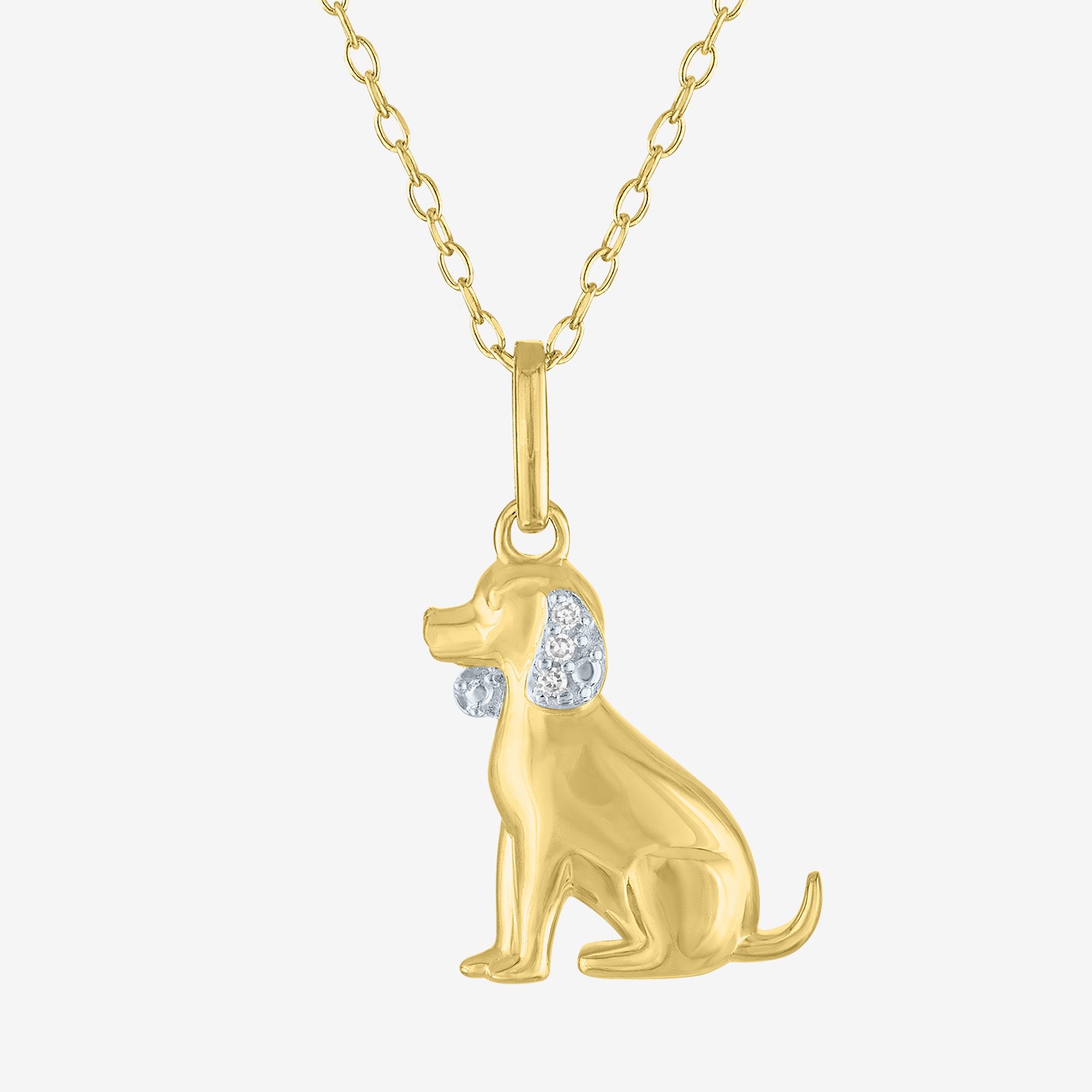 Diamond Accent (G-H Womens Diamond Accent Lab Grown White Diamond Accent 14K Gold Over Silver 16 Inch Pendant Necklace