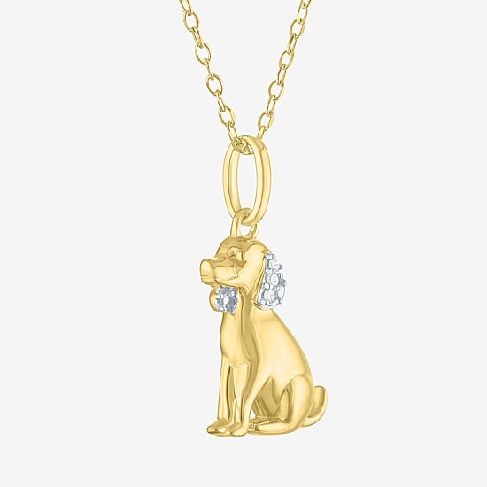 Diamond Accent (G-H Womens Diamond Accent Lab Grown White Diamond Accent 14K Gold Over Silver 16 Inch Pendant Necklace