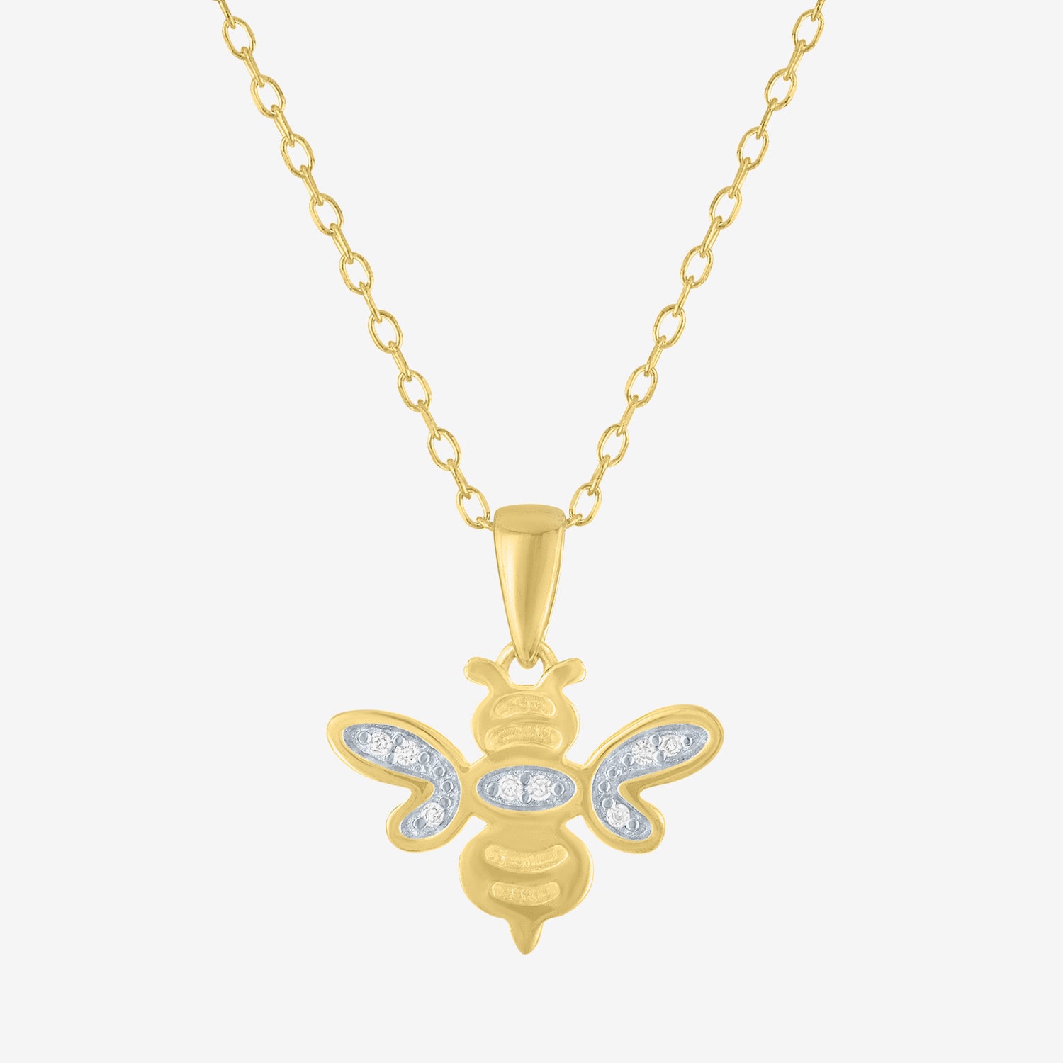Diamond Accent (G-H Womens Diamond Accent Lab Grown White Diamond Accent 14K Gold Over Silver 16 Inch Pendant Necklace