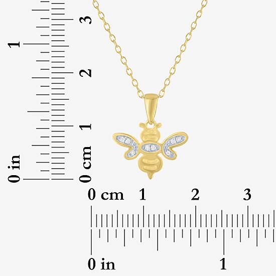 Diamond Accent (G-H Womens Diamond Accent Lab Grown White Diamond Accent 14K Gold Over Silver 16 Inch Pendant Necklace