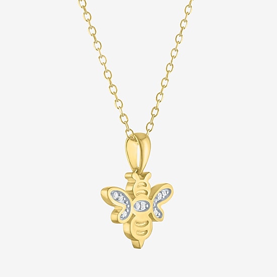 Diamond Accent (G-H Womens Diamond Accent Lab Grown White Diamond Accent 14K Gold Over Silver 16 Inch Pendant Necklace