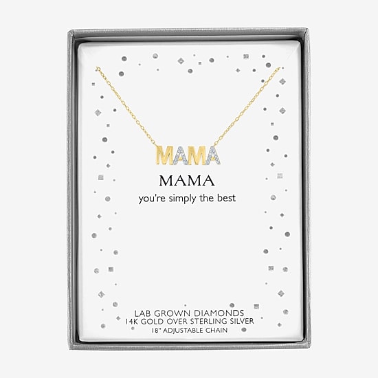 Diamond Accent (G-H Womens Diamond Accent Lab Grown White Diamond Accent 14K Gold Over Silver 16 Inch Pendant Necklace