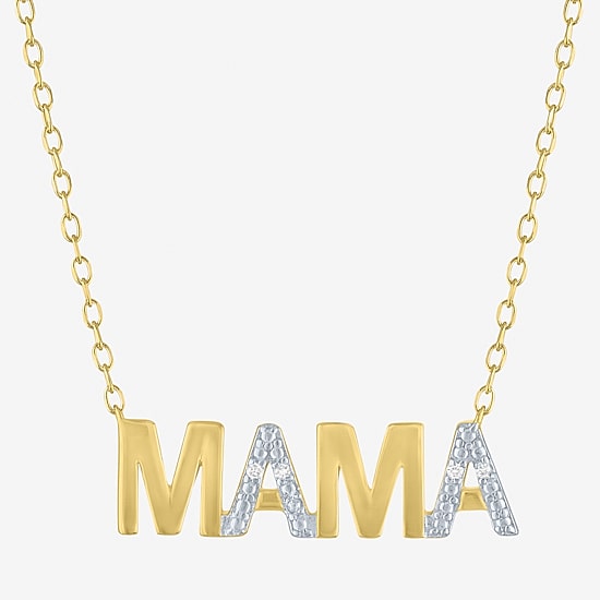 Diamond Accent (G-H Womens Diamond Accent Lab Grown White Diamond Accent 14K Gold Over Silver 16 Inch Pendant Necklace