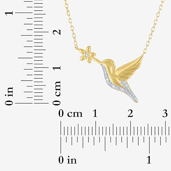 Diamond Accent (G-H Womens Diamond Accent Lab Grown White Diamond Accent 14K Gold Over Silver 16 Inch Pendant Necklace