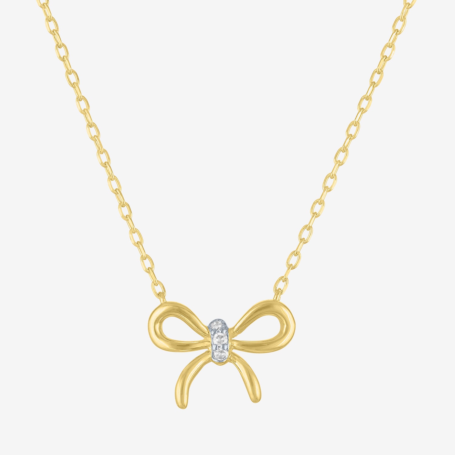 Diamond Addiction (G-H, Si2-I1), Bow Womens Diamond Accent Lab Grown White Diamond Accent 14K Gold Over Silver Bow 18 Inch Pendant Necklace