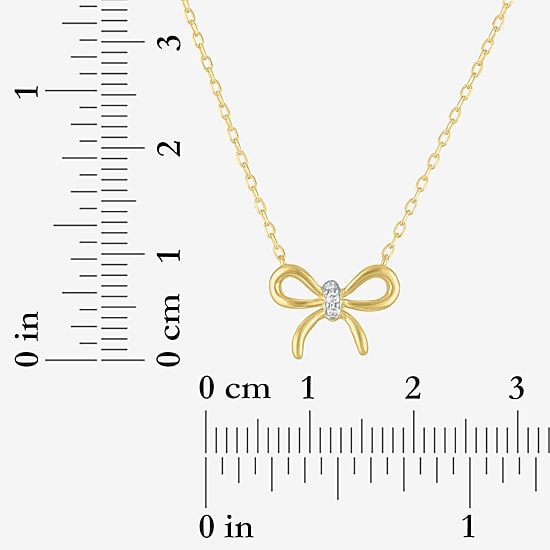 Diamond Addiction (G-H, Si2-I1), Bow Womens Diamond Accent Lab Grown White Diamond Accent 14K Gold Over Silver Bow 18 Inch Pendant Necklace