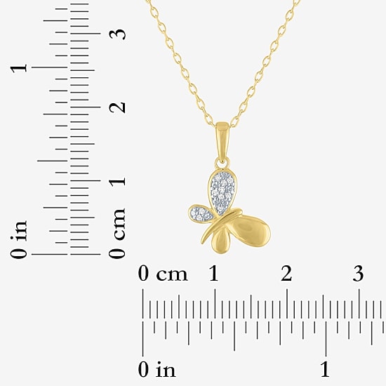 Diamond Addiction (G-H, Si2-I1), Butterfly Womens Diamond Accent Lab Grown White Diamond Accent 14K Gold Over Silver Butterfly 16 Inch Pendant Necklace