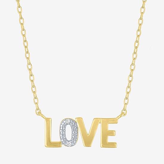 Diamond Addiction (G-H, Si2-I1), Love Womens Diamond Accent Lab Grown White Diamond Accent 14K Gold Over Silver 16 Inch Pendant Necklace