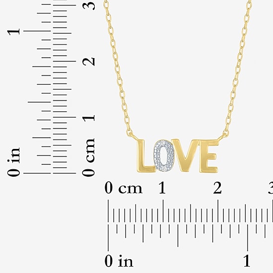 Diamond Addiction (G-H, Si2-I1), Love Womens Diamond Accent Lab Grown White Diamond Accent 14K Gold Over Silver 16 Inch Pendant Necklace