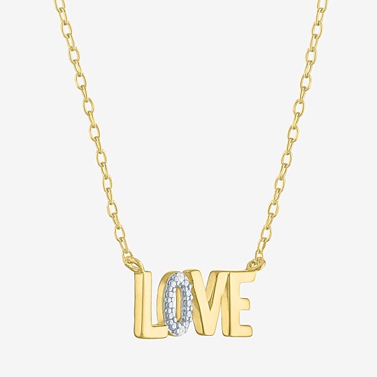 Diamond Addiction (G-H, Si2-I1), Love Womens Diamond Accent Lab Grown White Diamond Accent 14K Gold Over Silver 16 Inch Pendant Necklace