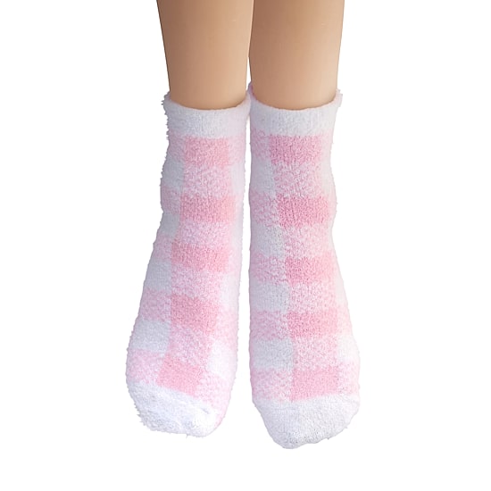 Earth Therapeutics Pink Plaid Aloe Moisturizing Socks