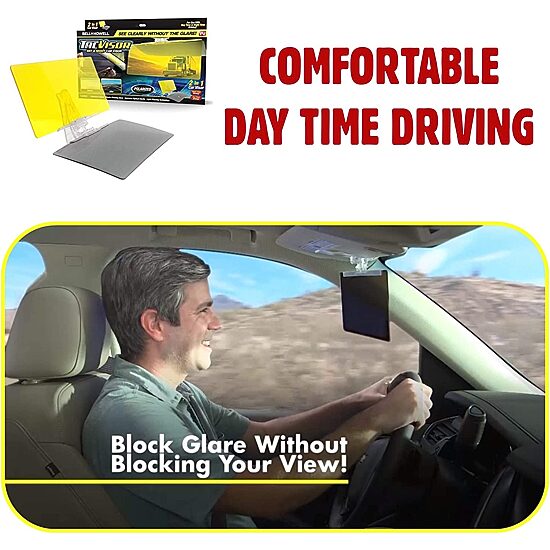 Bell + Howell Tacvisor for Day and Night, Anti-Glare Car Visor, UV-Filtering/Protection - Set of 2