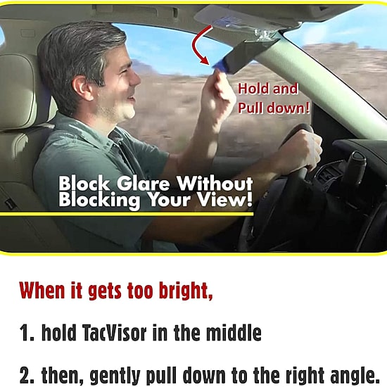 Bell + Howell Tacvisor for Day and Night, Anti-Glare Car Visor, UV-Filtering/Protection - Set of 2