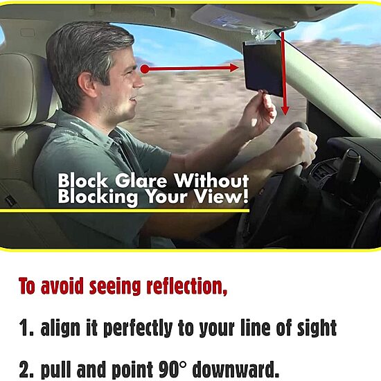 Bell + Howell Tacvisor for Day and Night, Anti-Glare Car Visor, UV-Filtering/Protection - Set of 2