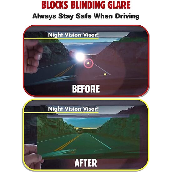 Bell + Howell Tacvisor for Day and Night, Anti-Glare Car Visor, UV-Filtering/Protection - Set of 2
