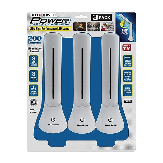 Bell + Howell Power Table Lamp with Ultra High Performance LED Lamp - 3 Pack
