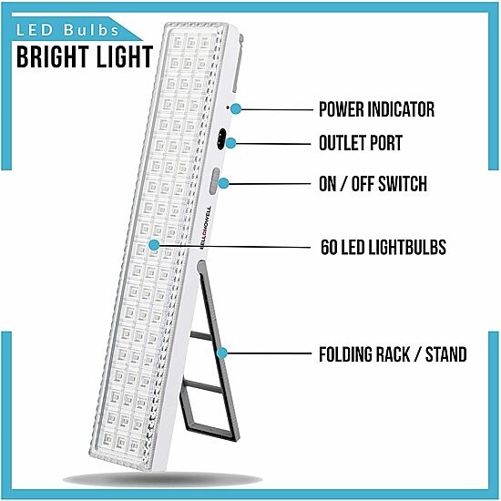 Bell + Howell Lightbar Rechargeable Portable Lamp with Folding Stand and Hanger