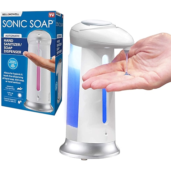 Bell + Howell Automatic Sonic Dispenser for Soap or Hand Sanitizer with Easy View Refill Window