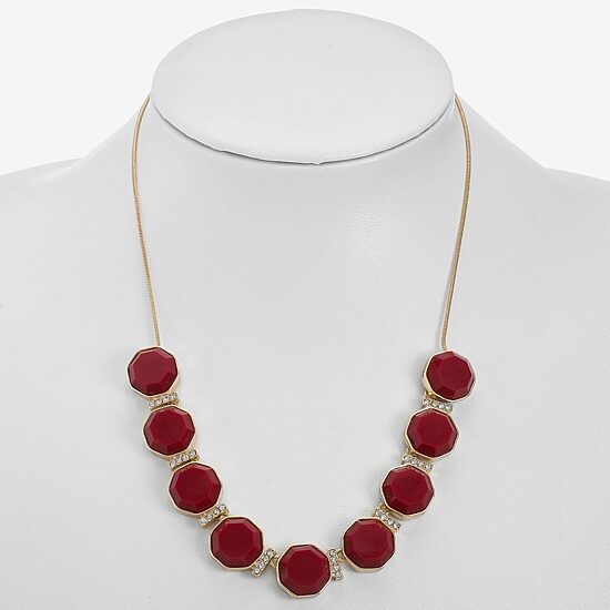 Liz Claiborne Womens Red 17 Inch Collar Necklace