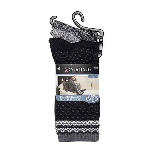 Cuddl Duds Midweight Womens 3 Pair Crew Socks