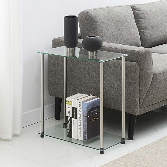 Convenience Concepts Classic Glass Glass End Table