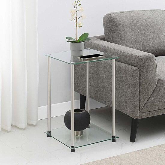 Convenience Concepts Classic Glass Glass End Table