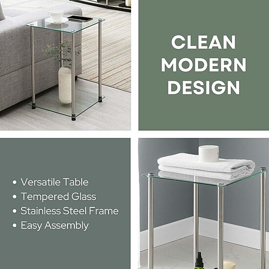 Convenience Concepts Classic Glass Glass End Table