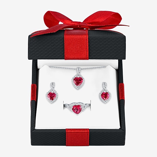 Lab Created Gemstone Sterling Silver Heart 3-pc. Jewelry Set