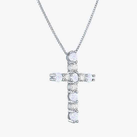 Womens White Opal Sterling Silver 18 Inch Pendant Necklace
